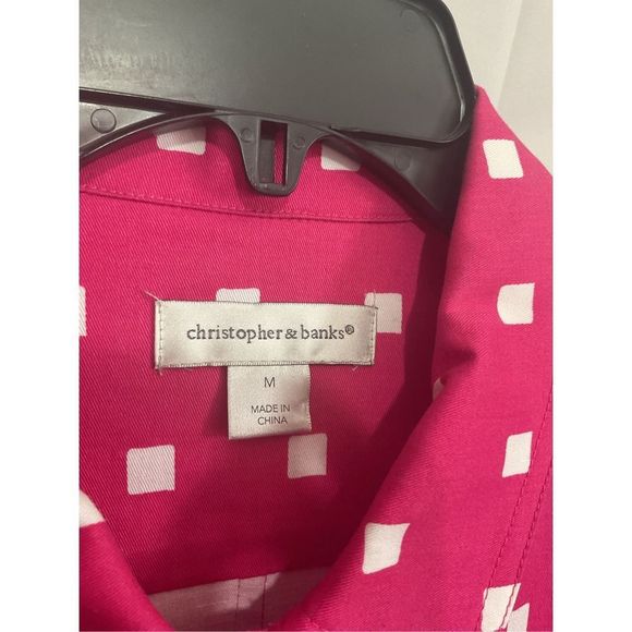 NEW Christopher & Banks Hot Pink & White Jacket Lightweight Size Medium 🌸🍒 - Picture 2 of 10